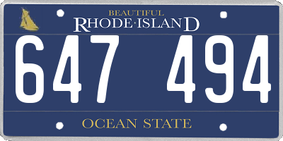 RI license plate 647494