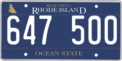 RI license plate 647500