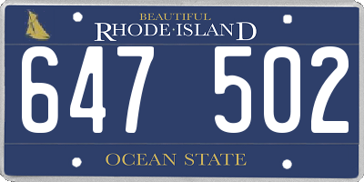RI license plate 647502