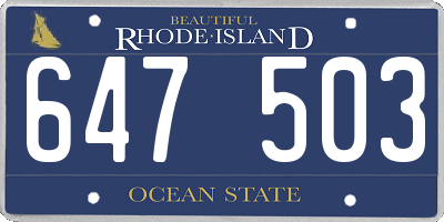 RI license plate 647503