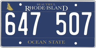 RI license plate 647507