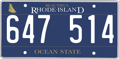 RI license plate 647514