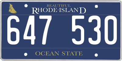 RI license plate 647530
