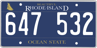 RI license plate 647532