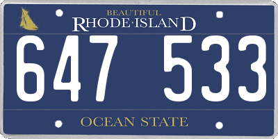RI license plate 647533