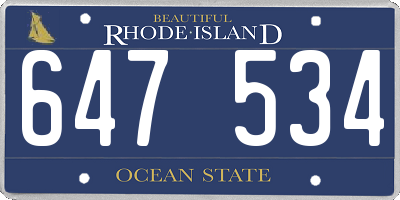 RI license plate 647534