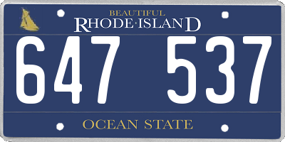 RI license plate 647537