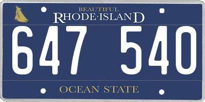 RI license plate 647540
