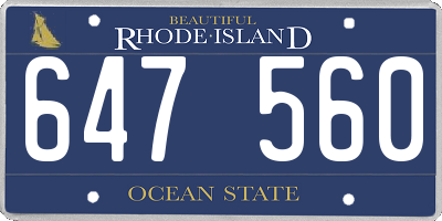 RI license plate 647560