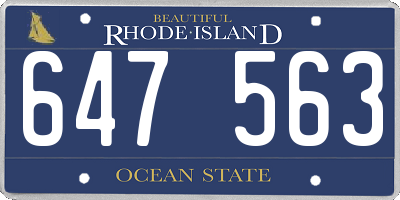 RI license plate 647563