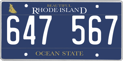 RI license plate 647567