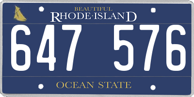 RI license plate 647576