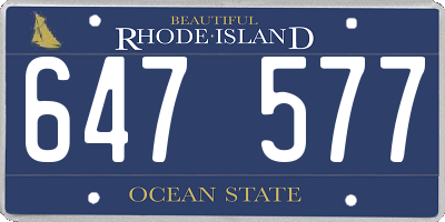 RI license plate 647577