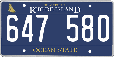 RI license plate 647580