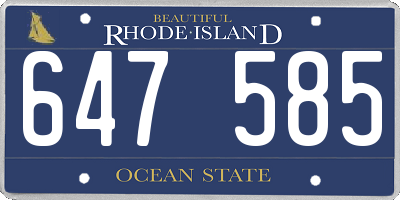 RI license plate 647585