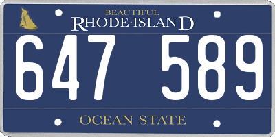 RI license plate 647589