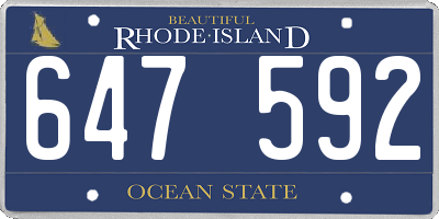 RI license plate 647592
