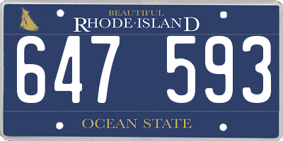 RI license plate 647593