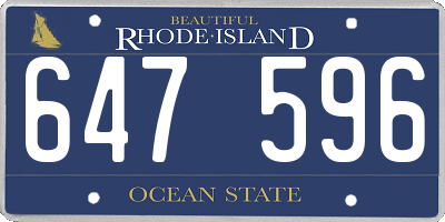 RI license plate 647596