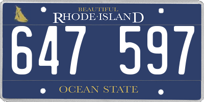 RI license plate 647597