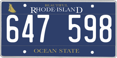 RI license plate 647598