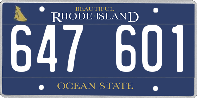 RI license plate 647601