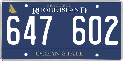 RI license plate 647602