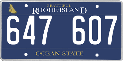 RI license plate 647607