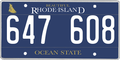 RI license plate 647608
