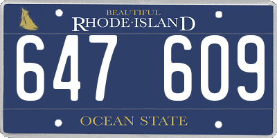 RI license plate 647609