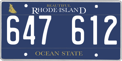 RI license plate 647612