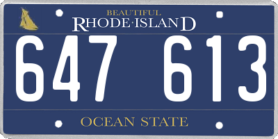 RI license plate 647613