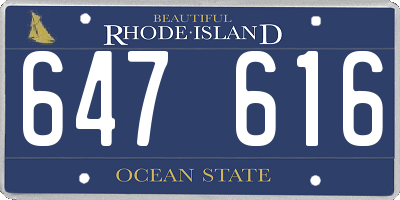 RI license plate 647616
