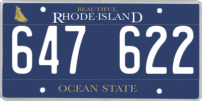 RI license plate 647622