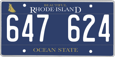 RI license plate 647624
