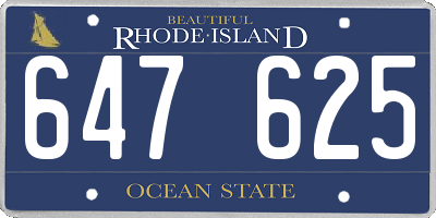 RI license plate 647625