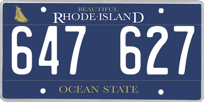 RI license plate 647627