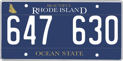 RI license plate 647630