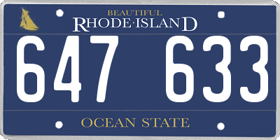 RI license plate 647633