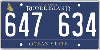RI license plate 647634