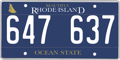 RI license plate 647637