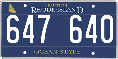 RI license plate 647640