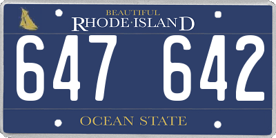 RI license plate 647642