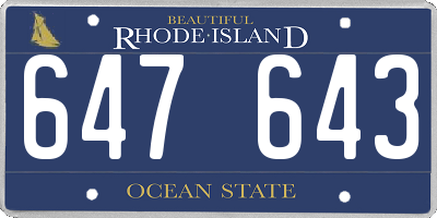 RI license plate 647643
