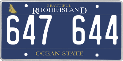 RI license plate 647644