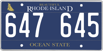 RI license plate 647645