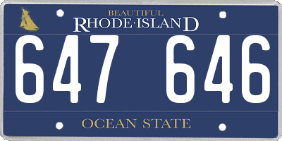 RI license plate 647646
