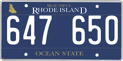 RI license plate 647650