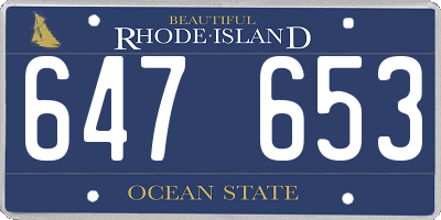 RI license plate 647653
