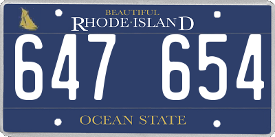 RI license plate 647654